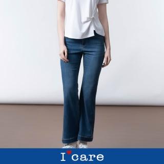 【I’Care 依卡】現貨-復古實色微喇叭舒適牛仔褲（M-XL）｜女牛仔褲 喇叭褲 休閒長褲(610-14632)