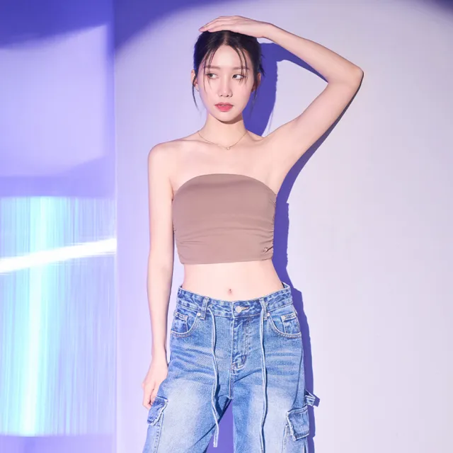 【MAJOR MADE】時髦金屬牌涼感平口背心(無袖上衣/內搭背心/小可愛)