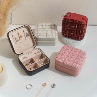【Porabella】新款小香風首飾盒 簡約多色珠寶盒 小巧輕便 絨布盒飾品盒 戒指項鍊耳環耳夾收納 飾品收納
