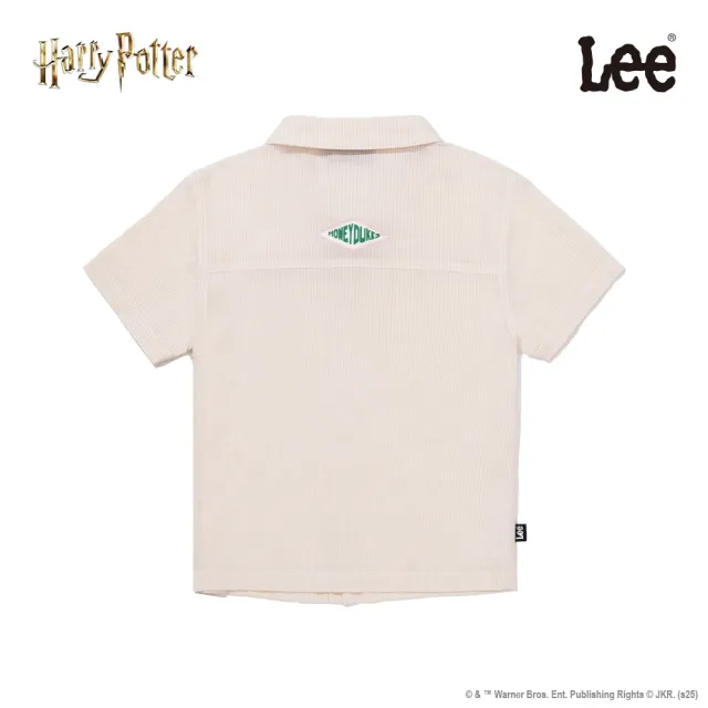 【Lee 官方旗艦】童裝 短袖休閒襯衫｜細直條 柏蒂豆｜季節性版型 共2色｜哈利波特(LB505002)