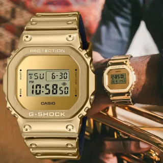 【CASIO 卡西歐】G-SHOCK 金屬錶殼x矽膠錶帶 多功能電子腕錶 母親節 禮物 推薦(GM-5600YMG-9)