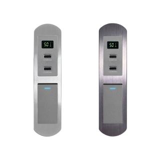 【易智快充】LED開關+50w USB插座(超薄面板貼合訂製傢俱-全鋁質感磁吸兩孔面板-省空間系列)