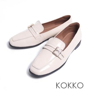 【KOKKO】英倫經典極柔軟雙飾扣樂福鞋(白色)