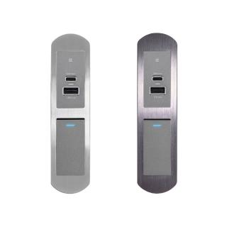 【易智快充】省空間系列LED開關+30w USB插座(超薄面板貼合訂製傢俱-全鋁質感磁吸兩孔面板)