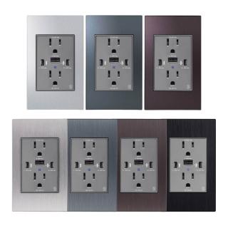 【易智快充】AC插座+40w USB+AC插座(輕鬆配線DIY-金屬質感磁吸面板-高階系列)