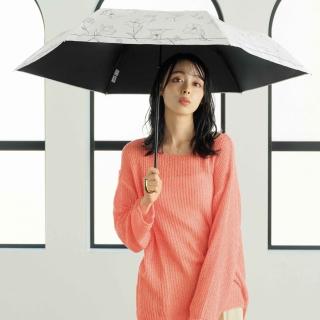 【Wpc.】官方直營手繪花卉手動遮光降溫傘-米白(輕量/抗UV/降溫/勾勾傘)