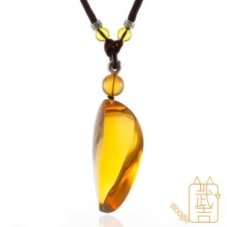 【Woogie武吉珠寶】琥珀蜜蠟精品藍琥珀鑽切項鍊(高藍鑽切50mm)