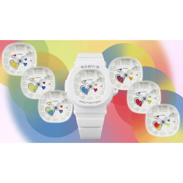 【CASIO 卡西歐】BGA-10系列 BGA-10-4A 變色的心形指針腕錶 粉 42.1mm(BGA-10-4A)