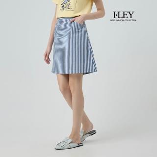 【ILEY 伊蕾】水手條紋純棉A字短裙(藍；M-XL；1252312050)