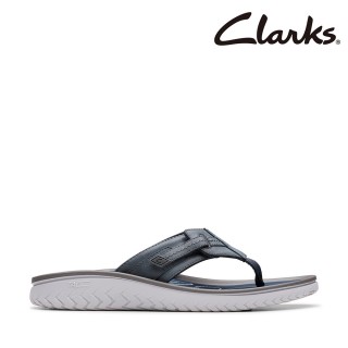 【Clarks】男鞋 Wesley Sun 輕量經典皮革夾腳拖鞋 涼鞋(CLM81916S)