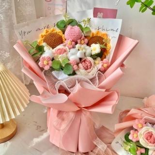 【手工針織毛線花束】玫瑰向日葵鬱金香花束(母親節情人節告白畢業禮)
