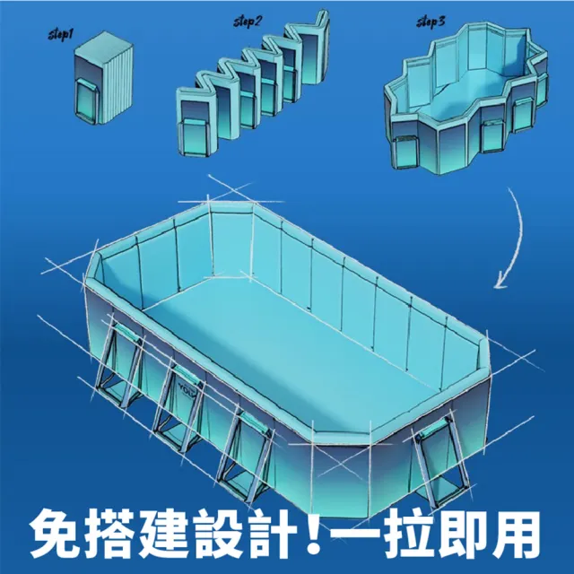 【DaoDi】泳池 免充氣鋼架款折疊游泳池2.1米(附豪華戲水組 兒童戲水池 摺疊泳池 家庭水池 儲水桶)