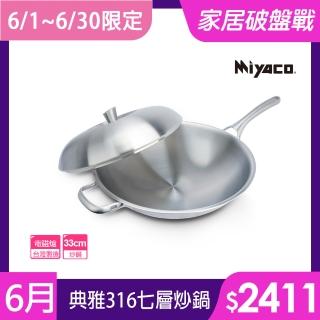 【米雅可】典雅#316不銹鋼七層複合金炒鍋 33cm 臺灣製造(316不鏽鋼)