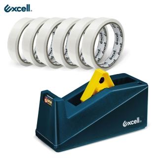 【Excell.tw】桌上型大膠臺 辦公膠帶臺+6捲36M膠帶(ET-191+3-36M-18mm-06)