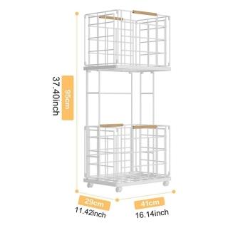 【G肥宅家居店】可移動小推車 上下雙層分格款 雙層置物(家用收納籃 收納推車 推車置物架 預購15天)