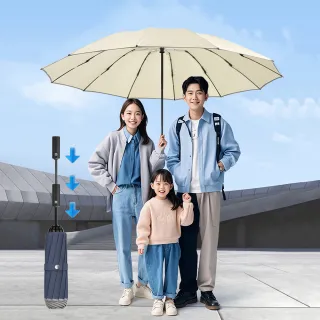【Raincity】27吋超大反向傘 省力防回彈 抗暴風超防水傘布 安全反光條 車用自動折疊雨傘摺疊傘