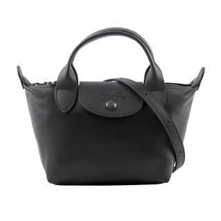 【LONGCHAMP】LE PLIAGE XTRA 牛皮迷你二用折疊包(黑色)