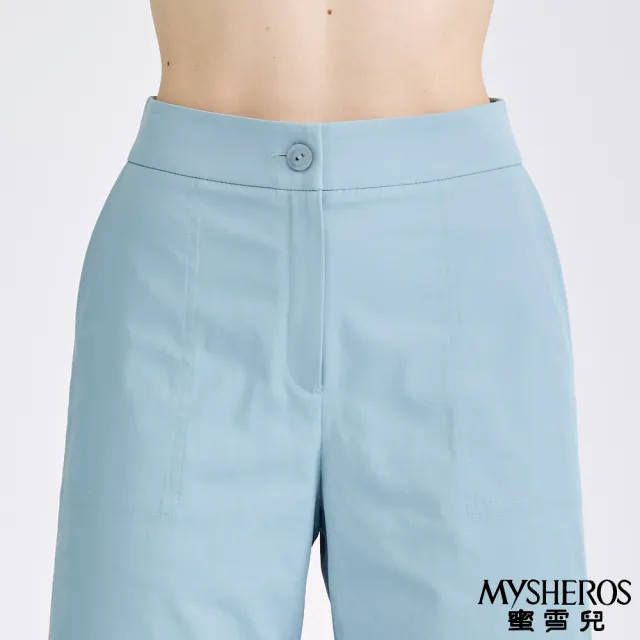【MYSHEROS 蜜雪兒】造型七分闊腿褲 日系百搭垂墜感(水藍)