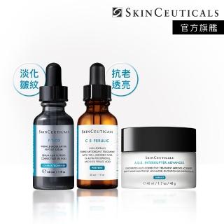 【Skin Ceuticals 修麗可】醫美級王牌明星組★CE抗氧化精華+P-TIOX 超勝抗皺極光精華+AGE活膚緊緻霜