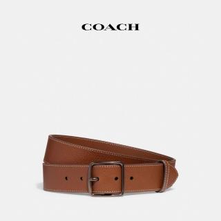 【COACH】蔻馳官方直營 HARNESS釦件皮帶38MM-馬鞍棕色(CE520)