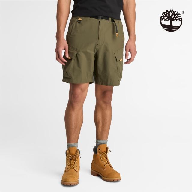 【Timberland 官方旗艦】男款軍綠色彈性短褲(A6VAJA58)