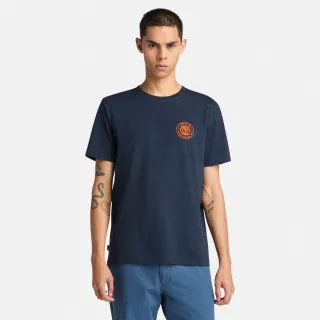 【Timberland官方旗艦】男款深寶石藍休閒短袖T恤(A6BA4433)
