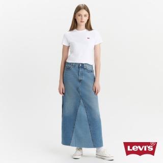 【LEVIS 官方旗艦】女款 經典丹寧牛仔拼接長裙 熱賣單品 A8727-0000