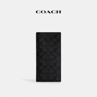 【COACH】蔻馳官方直營 經典Logo胸袋皮夾-炭黑色/黑色(CW353)