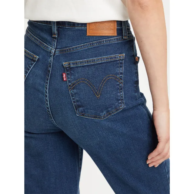 【LEVIS】女 上寬下窄 高腰修身窄管牛仔長褲/深藍染水洗/天絲棉/及踝款 彈性 熱賣單品 85873-0114