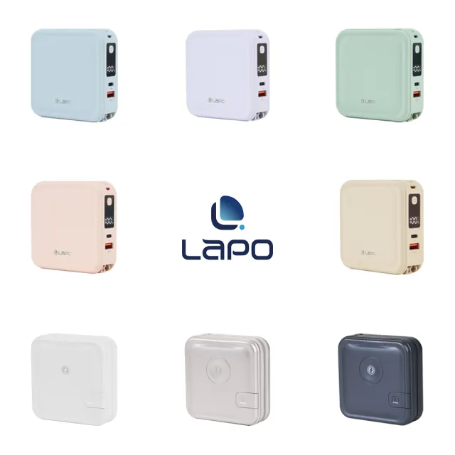【LaPO】八合一 WT-08 10000mAh 雙孔輸出多功能無線充行動電源_37Wh_具Wh標示(自帶線/磁吸Apple Watch)