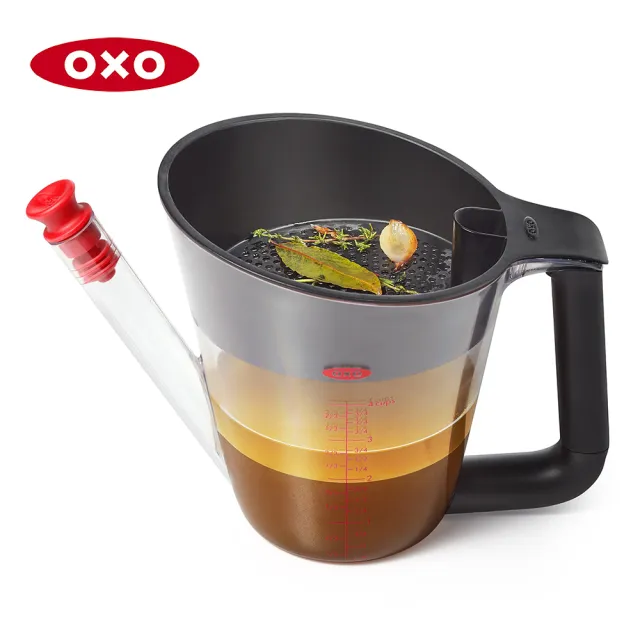 【OXO】好輕鬆油切神器 1000ml(喝湯不喝油 油湯分離壺 濾油壺 Tritan材質)