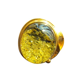 【優雅琥珀】來自波羅地海 催燦綠爆花金珀戒指(絕美海底景觀景象  具鑑定證書)