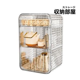 【收納部屋】透明多層收納箱 大號3層(咖啡杯架防塵收納櫃杯子收納櫃公仔收納化妝品收納櫃)