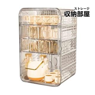 【收納部屋】透明多層收納箱 大號4層(咖啡杯架防塵收納櫃杯子收納櫃公仔收納化妝品收納櫃)