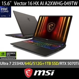 【MSI 微星】特仕版 16吋電競筆電(Vector 16 HX AI/A2XWHG-049TW/Ultra7 255HX/RTX5070Ti/64G/512G+1T SSD)