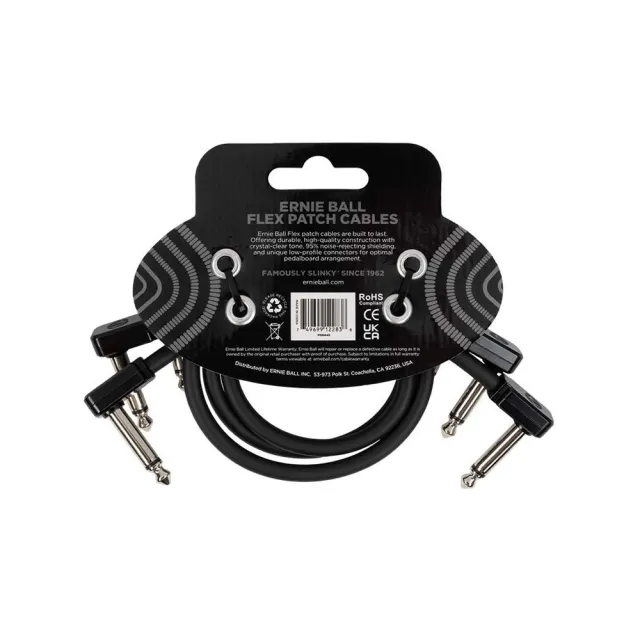【ERNIE BALL】Flex Patch Cable 12in 導線三入組 共3色(原廠公司貨 商品保固有保障)