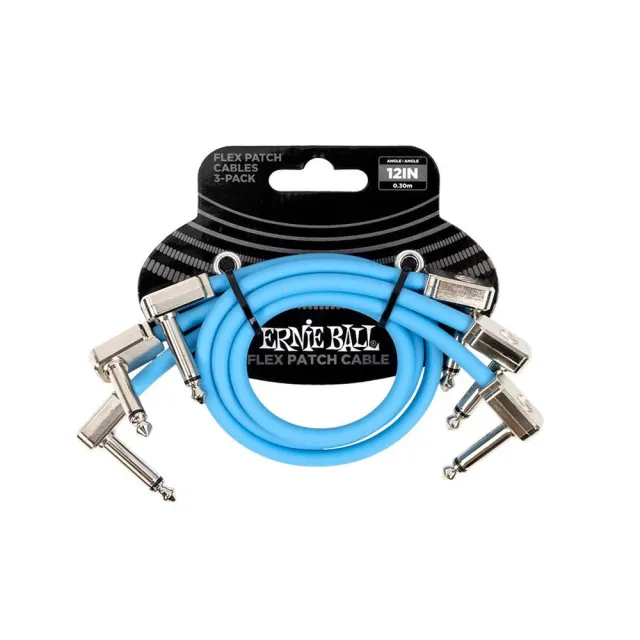 【ERNIE BALL】Flex Patch Cable 12in 導線三入組 共3色(原廠公司貨 商品保固有保障)