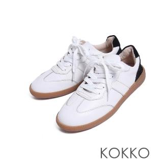 【KOKKO】復古潮流極軟Q真皮休閒運動鞋(白色)