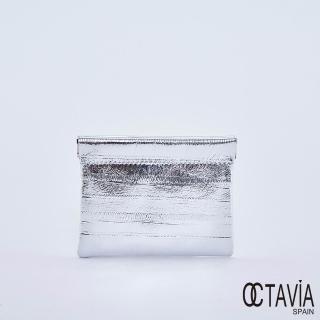 【OCTAVIA 8】OCTAVIA 8 真皮- 超魅力 金屬時尚彈壓多用途短夾零錢包 - 十足銀