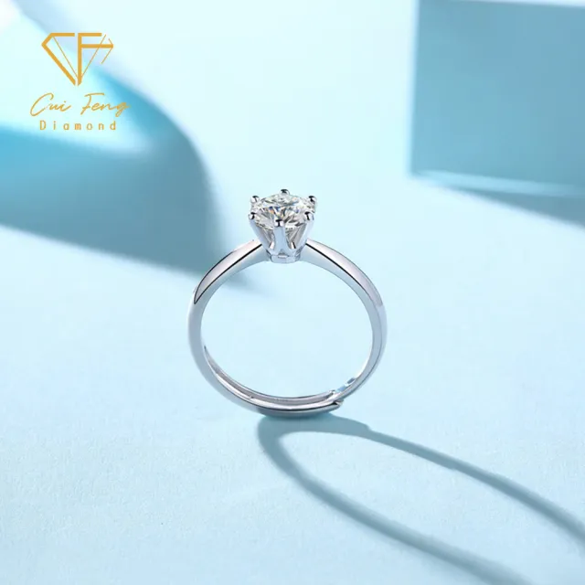 【CF Diamond】戒指 莫桑鑽《經典六爪》(1克拉 七夕情人節 女戒 鑽戒 生日禮物 求婚)
