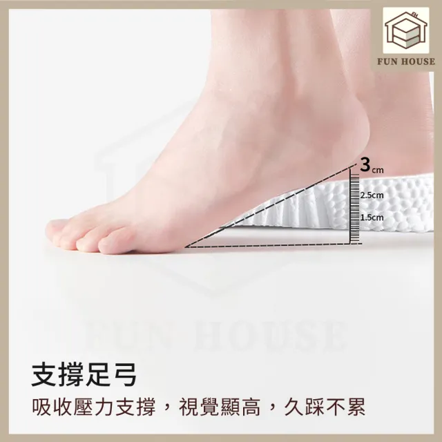 【FUN HOUSE】運動減震鞋墊-任選2入組(球鞋鞋墊 運動鞋墊 透氣鞋墊 氣墊鞋墊 減震鞋墊 爆米花鞋墊)