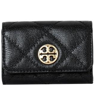 【TORY BURCH】TB WILLA小圓牌LOGO荔枝紋皮革零錢名片夾(多色任選)