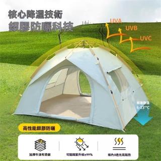 【匠俱】戶外全自動帳篷(便攜式折疊帳 速開帳 拋帳 沙灘秒開帳 野營 銀膠塗層加厚防雨 野餐隔熱防曬裝備)