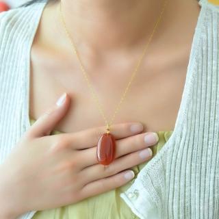 【LEESA】紅瑪瑙項鍊\玉石項鍊\純銀項鍊\新中式\金項鍊\吊墜項鍊\高階感\禮物\吊墜\掛件\項鍊\飾品