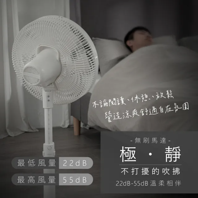 【KINYO】14吋無刷遙控靜音省電DC扇/DC循環扇(附無線遙控器/可升降/12檔風速/12H定時 超值2入組 DCF-1408)