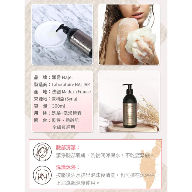 【NAJEL】仙人掌籽油滋潤沐浴露300mlx2入組(總代理公司貨)