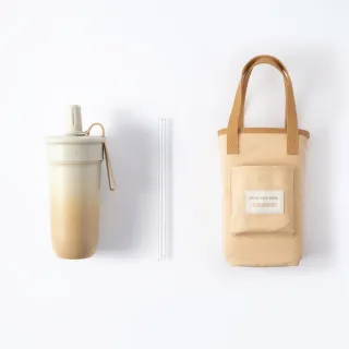 【Oolab 良杯製所】奶蓋師豆沙吸管杯800ml+品牌經典環保提袋(質感吸管杯+經典品牌大容量提袋)