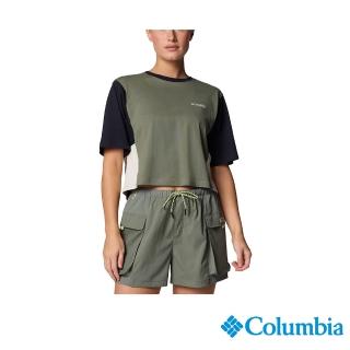 【Columbia 哥倫比亞】S25女防曬UPF30短袖上衣(軍綠)