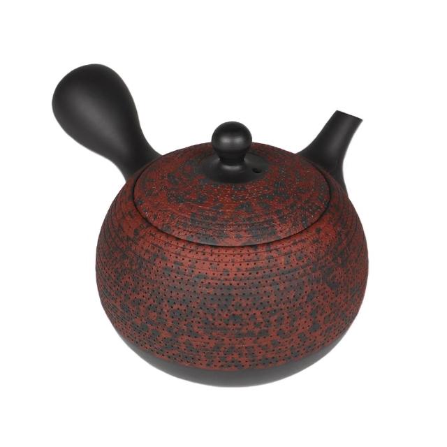 【福介商店】日本陶壺 常滑燒 昭萌 黑泥圓輪松皮 橫手急須0.18L 泡茶壺 沖泡壺 橫柄壺具