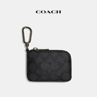 【COACH】蔻馳官方直營 經典Logo拉鏈鑰匙包-炭黑色(CB927)